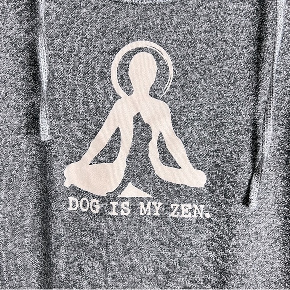Dog is Good Dog Is My Zen Yoga Tunic Hooded Lightweight Sweatshirt Marled Gray L - Picture 8 of 14